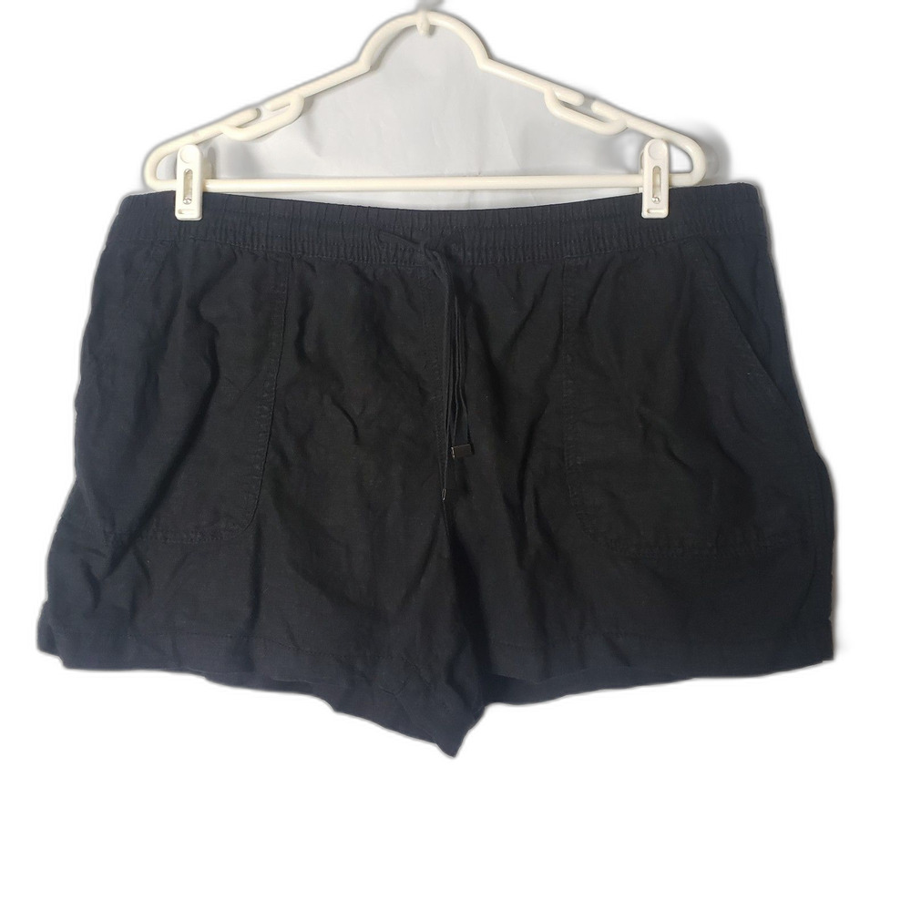 Time & Tru Black Linen Blend Shorts Womens Size XXL